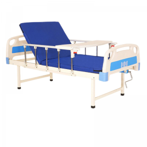 Cheap Price Manual Hospital Bed Adjustable Medical Bed Hospital Equipment Patient Bed One Crank 1 Function with Desk